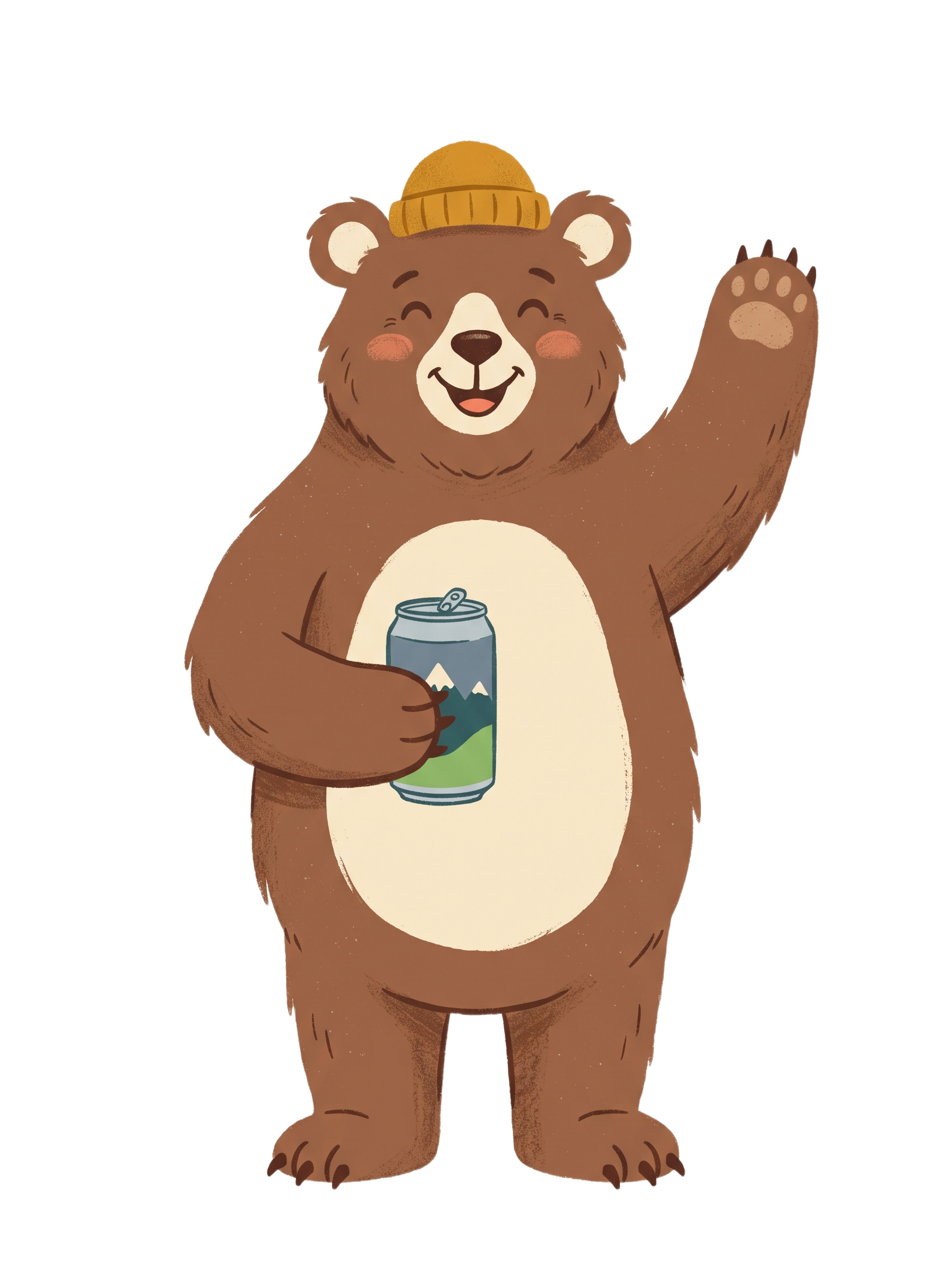 Bär mit Bier winkt
