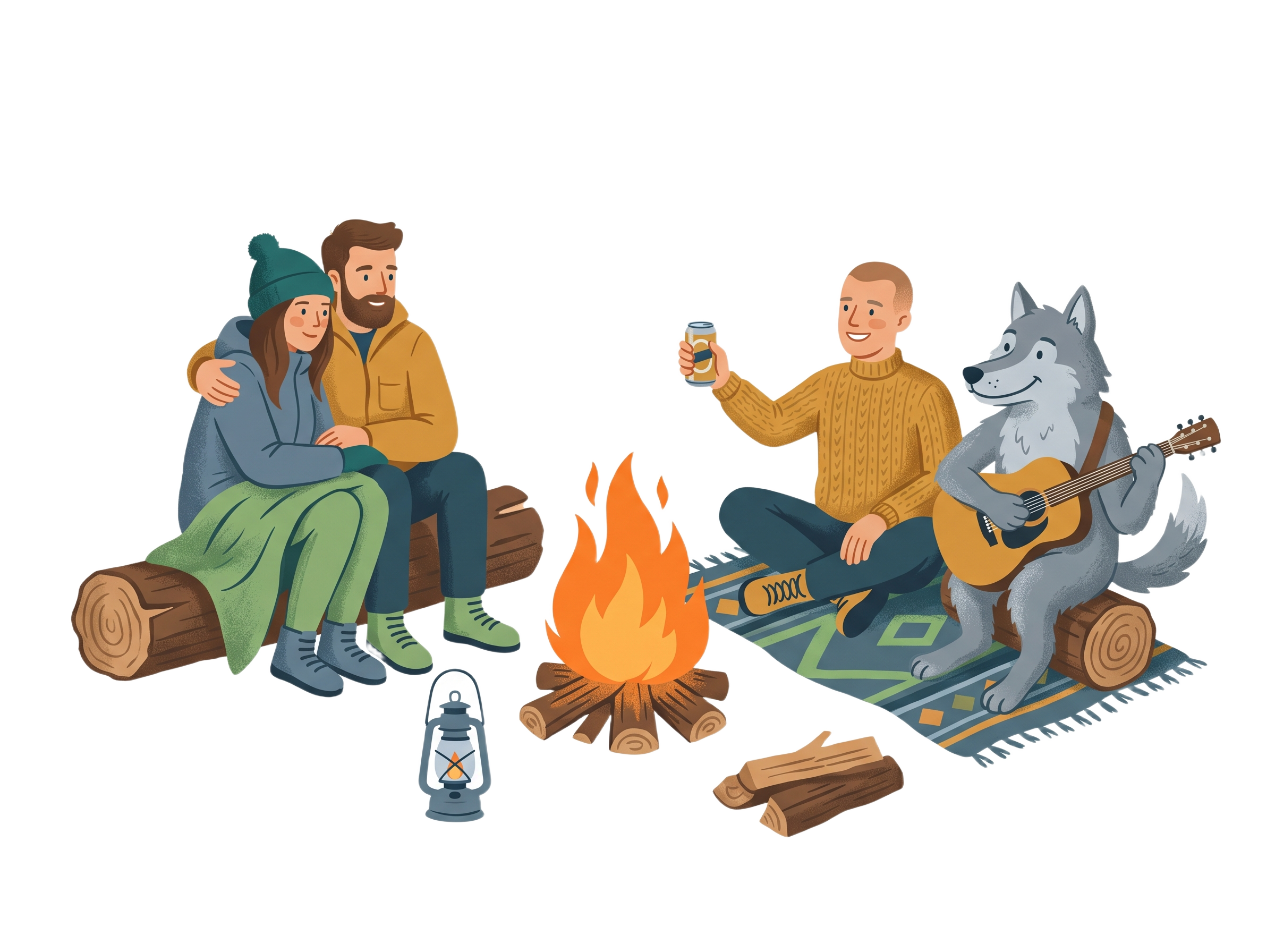 Freunde am Lagerfeuer